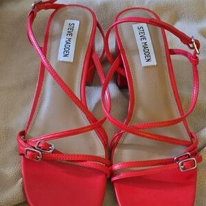 Steve Madden Vibrant Red Strappy Heels
